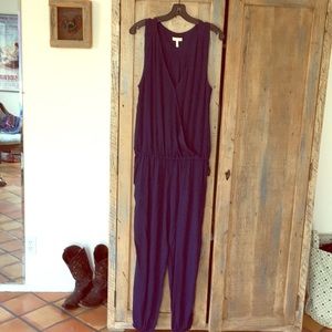 Navy v neck jumpsuit